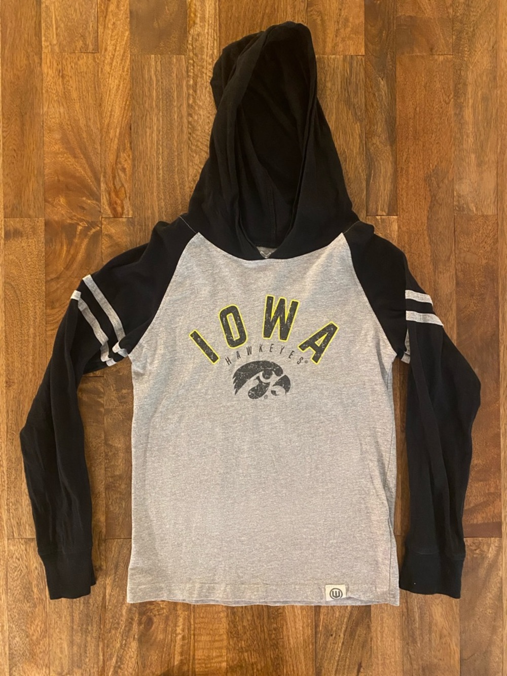 Iowa Hawkeyes Youth Hooded Long Sleeve Raglan Shirt - Gray/Black
